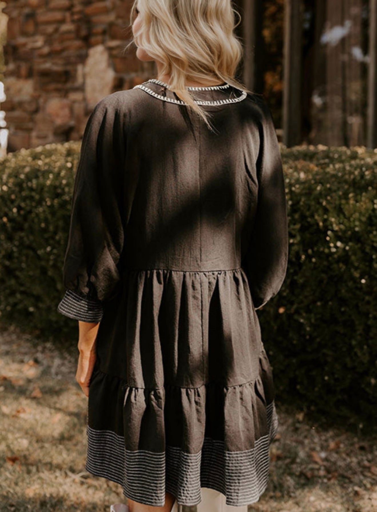 Black Dress with White Accent Stitching