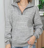 Marbled charcoal gray half zip lightweight sweatshirt by Ivy's Gifts & Boutique, showing the textured fabric and zipper detail.