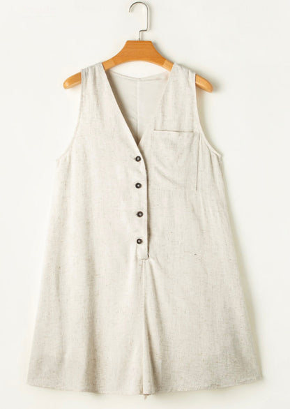 Beige Tan Front Button Romper