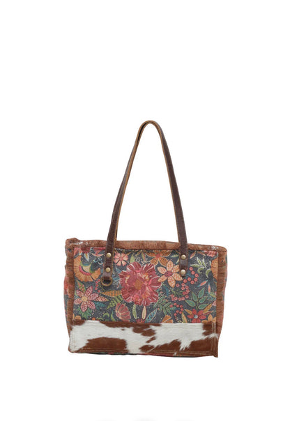 MY13 MYRA BRAND Unique Patchwork Style Double Strap Shoulder/Tote Bag with Real Cow Hair Detail