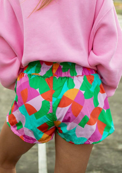 Bright Multi Color Wide Leg Skort Shorts