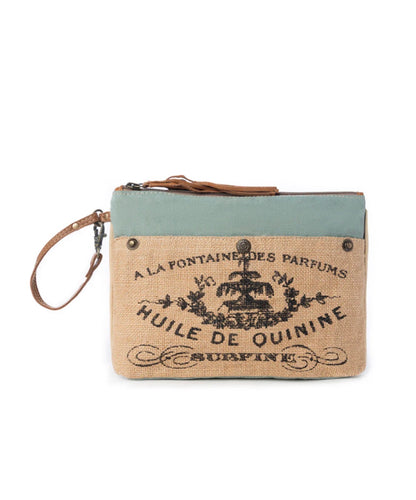 MY6 Fontaine de Parfums Design Pouch Bag with Wristlet Strap and Tassel Detail Zip Closure and Open outer Pockets