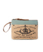 MY6 Fontaine de Parfums Design Pouch Bag with Wristlet Strap and Tassel Detail Zip Closure and Open outer Pockets