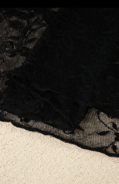 PP3 Black Sheer Lace Top Perfect for Layering with So Many Things All Seasons