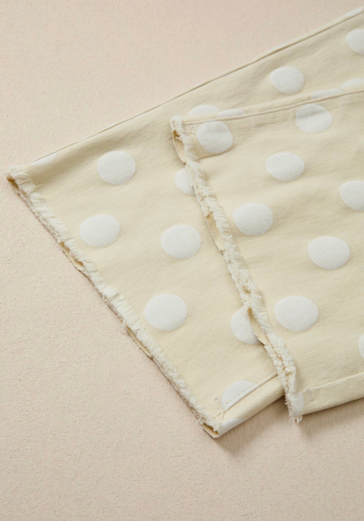 MLPDK Polka Dot Khaki Pants with Stretch and Raw Edge Hem