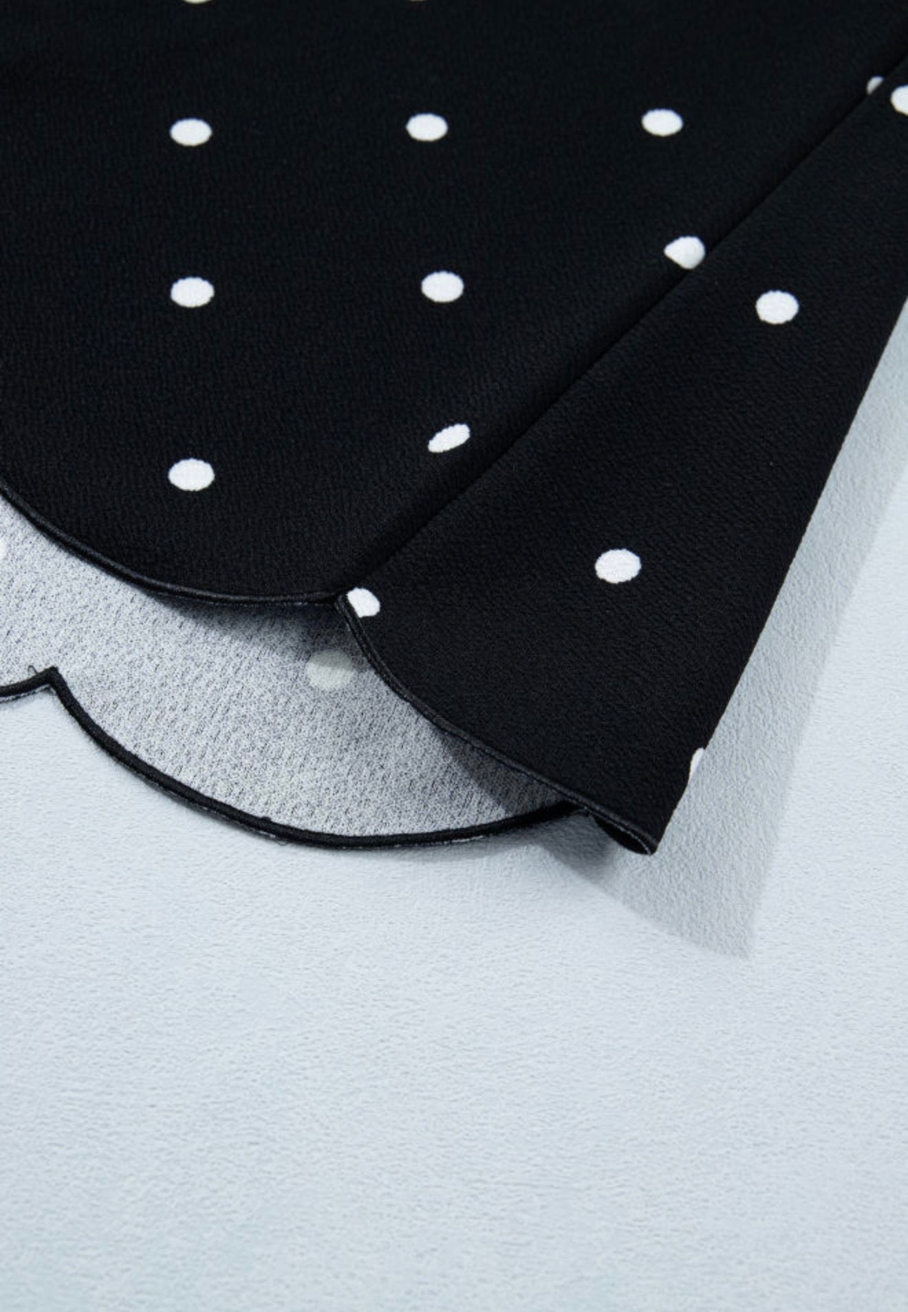 PP1 Black Polka Dot Top with Scallop Hem Detail