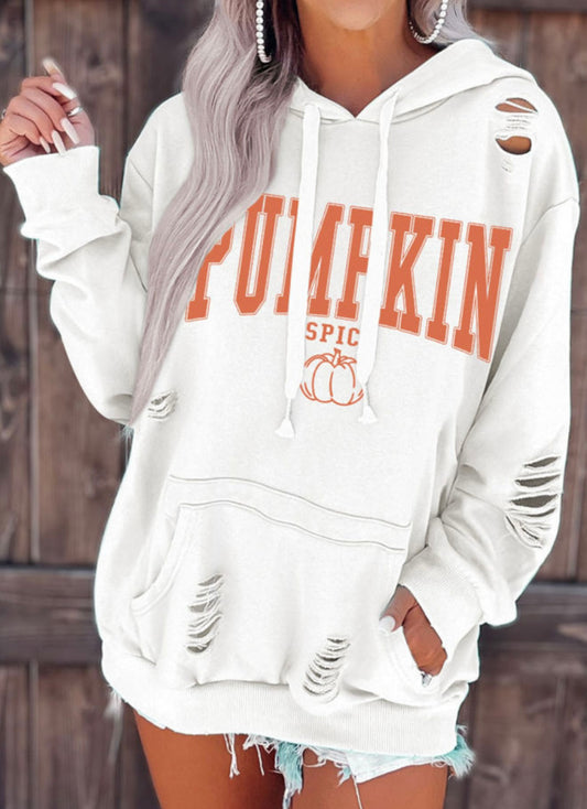 Pumpkin spice Distressed Hoodie