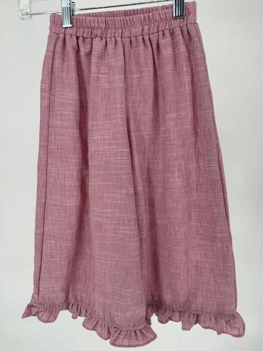 CH8 Children's Light Plum Textured Fabric 2pc Wide Leg Ruffle Hem Pant Set