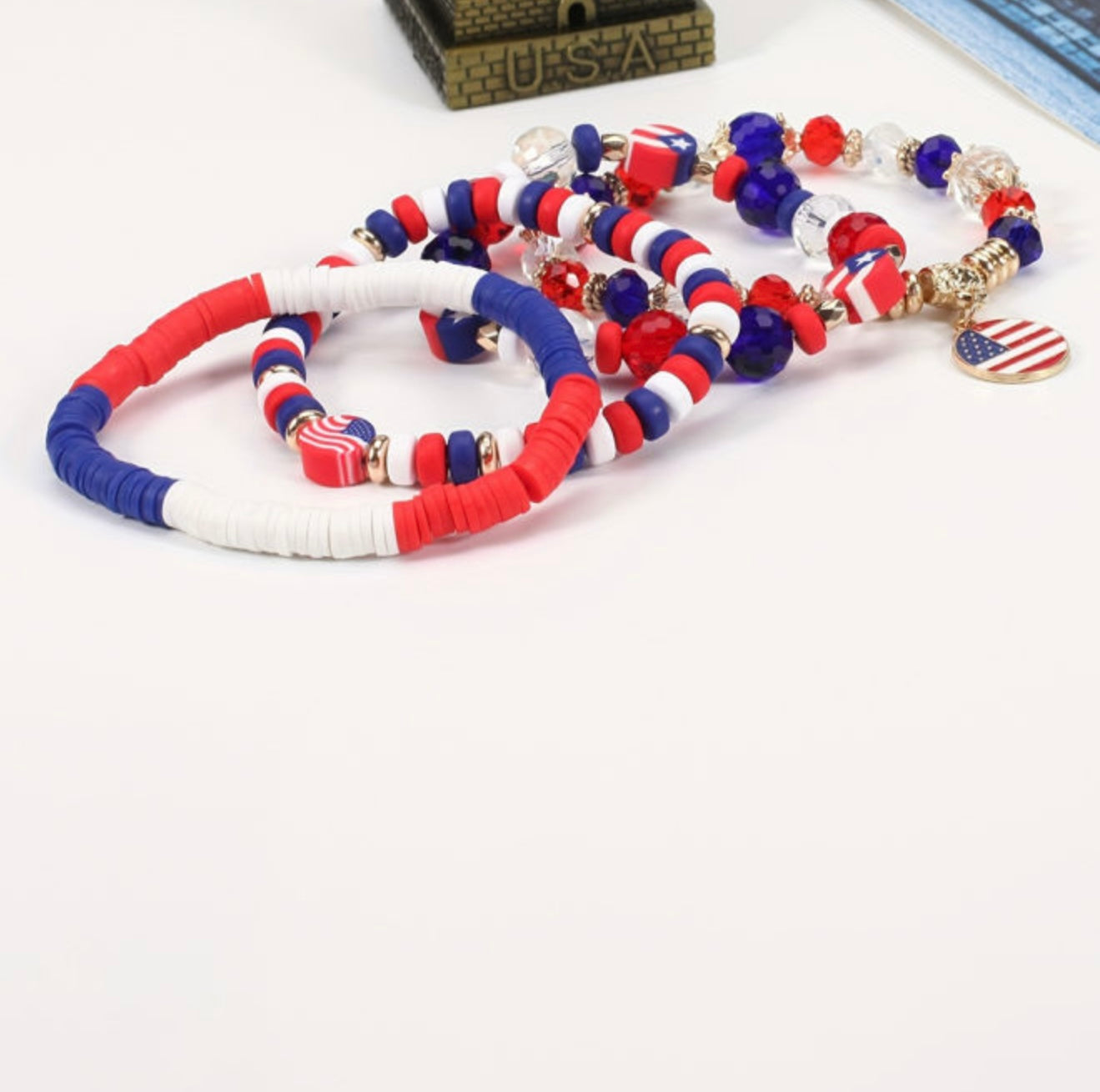 Red White and Blue Bracelet Stack