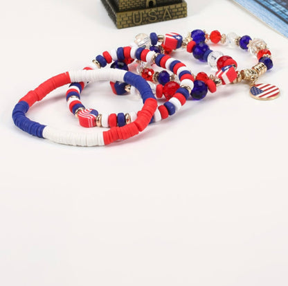 Red White and Blue Bracelet Stack