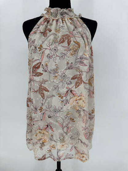 Umgee Cream Floral Print High Neck Top