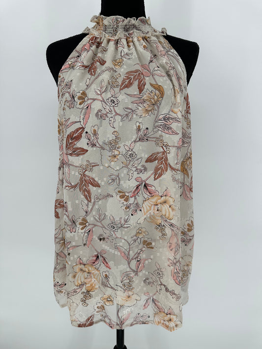 Umgee Cream Floral Print High Neck Top