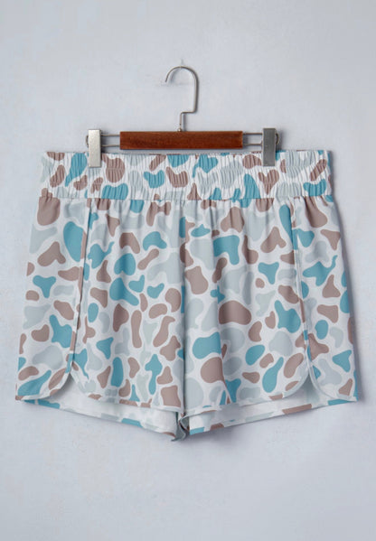 PP10 Camo Print Wide Elastic Band Athleisure Shorts Bustling with Comfort and Style