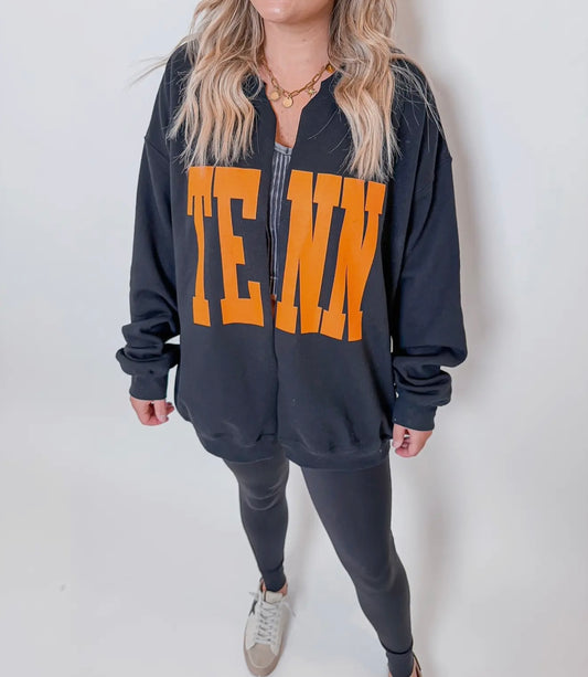 TENN Sweatshirt Cardigan in Black