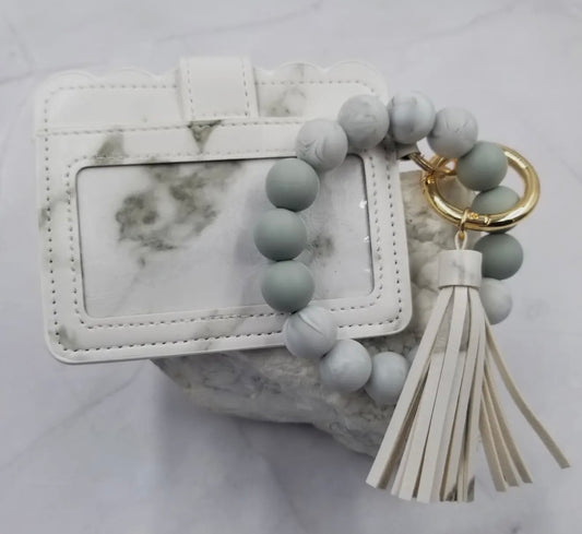 White and Gray Silicone Bracelet with ID wallet