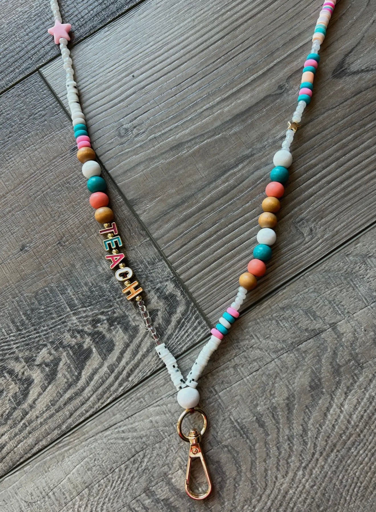 TEACH Beaded Lanyard with Breakaway Clasp