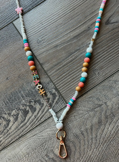 TEACH Beaded Lanyard with Breakaway Clasp