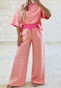 MLPYS Pink and Yellow 2 piece Pant Set with Drawstring Elastic Waist and Pockets