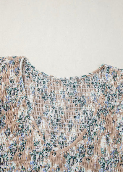 Khaki Floral Print Maxi Dress
