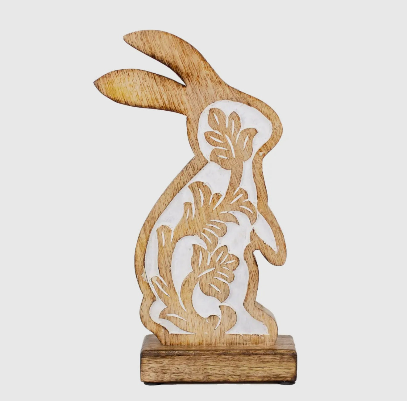 White Washed Carved Bunny Rabbit