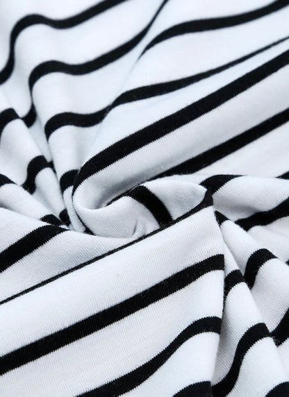 Black and White Stripe Drawstring Pants