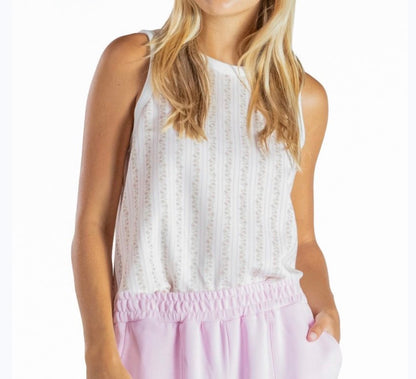 Ivy's Gifts & Boutique SS sleeveless top in soft fabric, displayed on a hanger with a simple background.