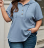 Blue Top with Wooden Buttons and Hood