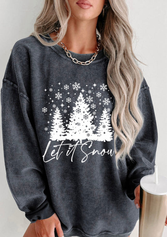 Let It Snow Ribbed Long Sleeve Top