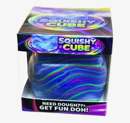 Colorful Toy8 Swirled Colored Squishy Cube with soft, squeezable texture from Ivy's Gifts & Boutique.