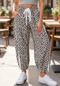 MLAPJ Animal Print Joggers with Crochet Lace Side Seam and Back Pocket Detail