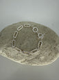 Trezo Silver Rectangle Link Necklace and Bracelet with Toggle Style Closure
