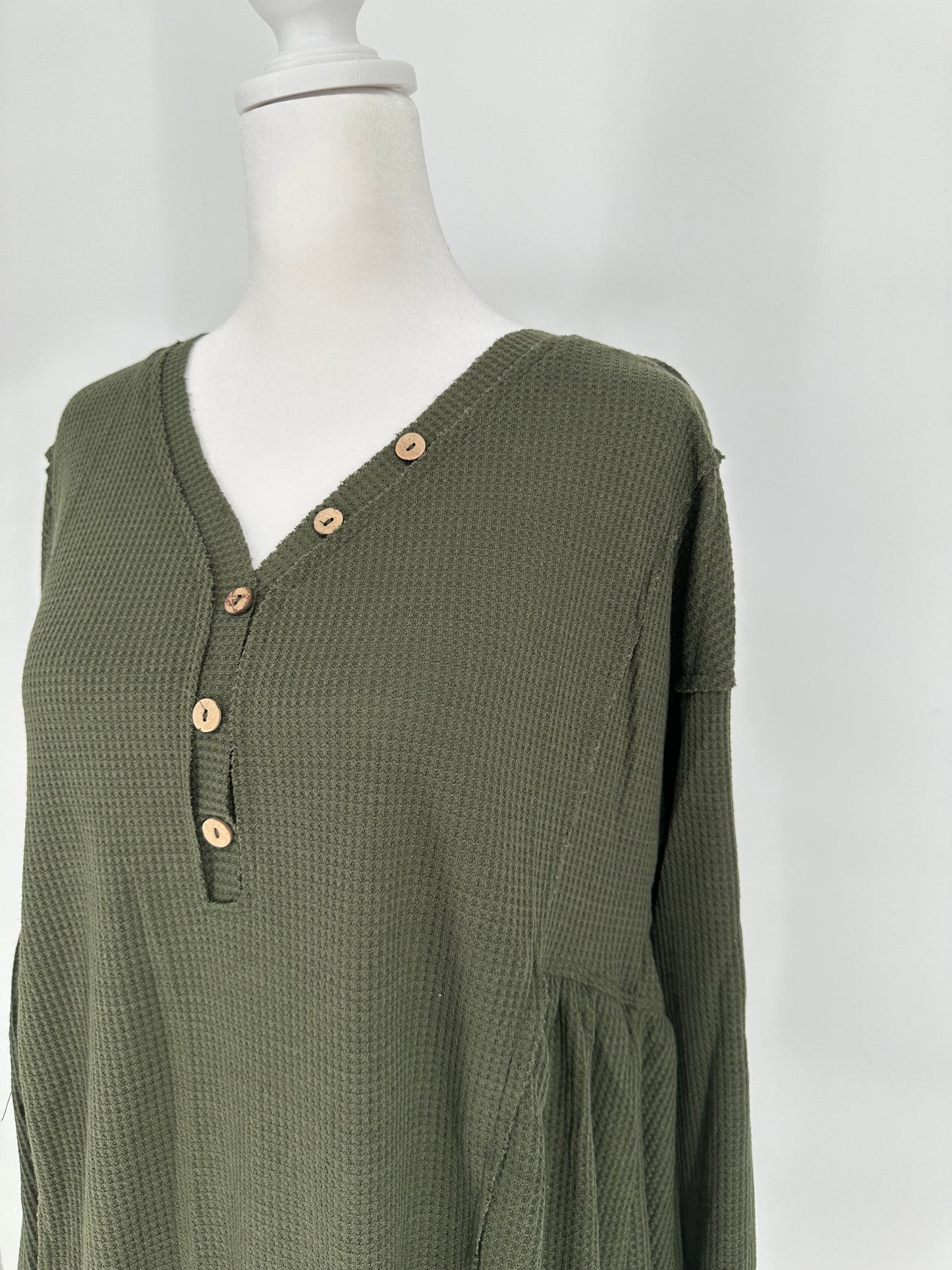 Umgee Olive Green Waffle Weave Dress