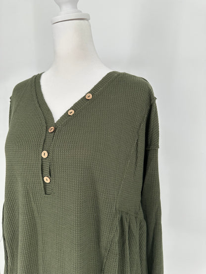Umgee Olive Green Waffle Weave Dress