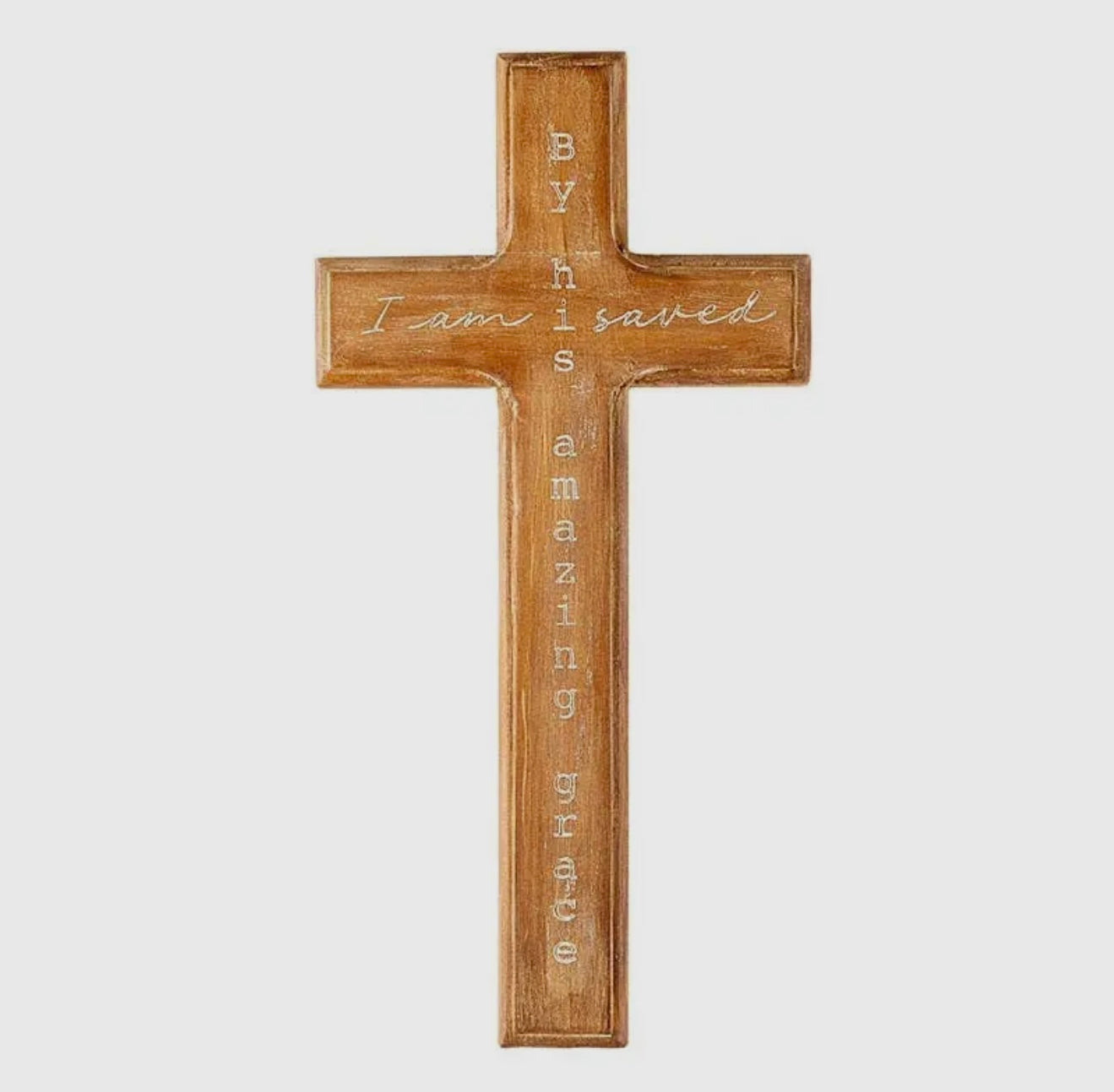 I am saved Wooden Cross