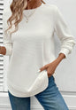 White thermal Top with Rounded Hem