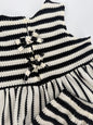 CH1 Children's Black and Cream Stripe 2pc Short Set with Bow Accents and Ruffle Hem