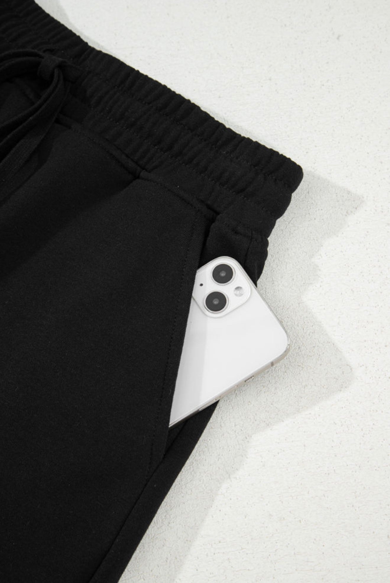 Black French Terry Skort with Drawstring Waist