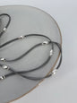 Trezo Gray Leather Double Necklace with Silver Accents