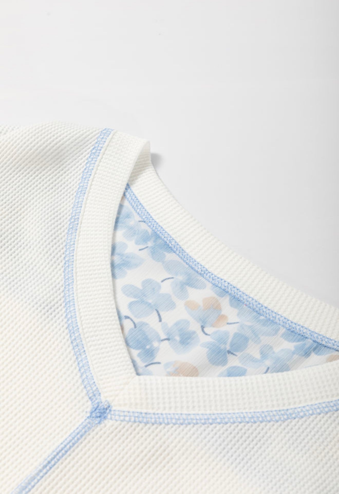 A45 Blue Floral Print Dolman Sleeve Top with White Boddice - Ivy's Gifts & Boutique