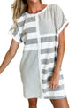 Gray and White color block design Comfy Dress