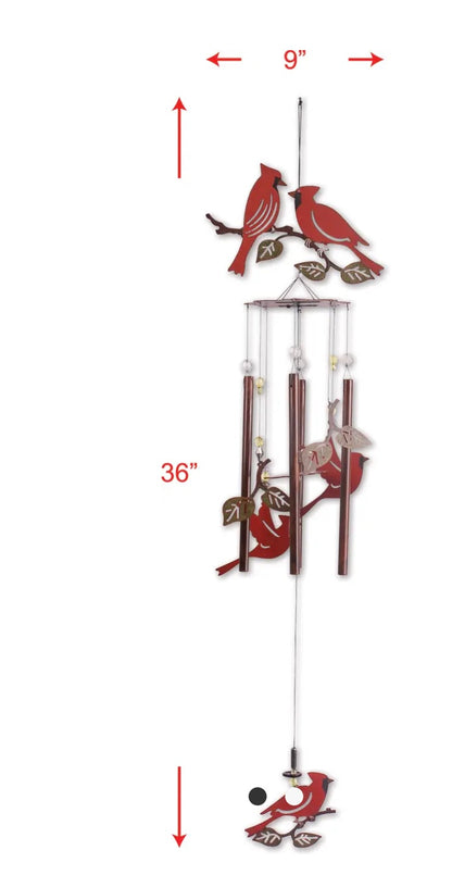 Metal Cardinal Wind Chime with accent beads