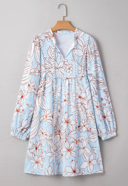 A13 Floral Print Spring Blue Dress