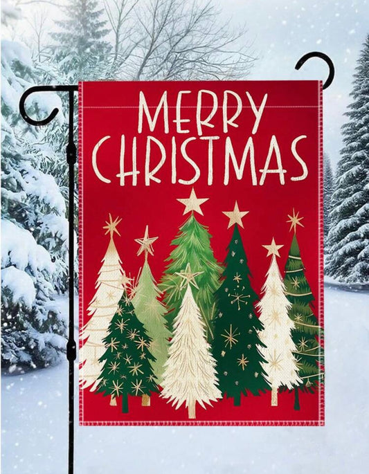 Merry Christmas Trees Small Garden Flag