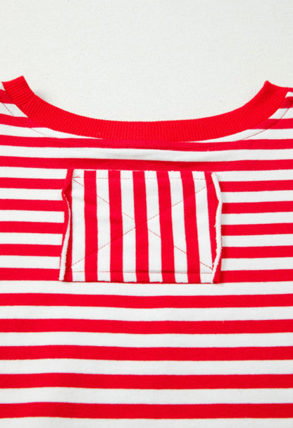 Red and White Stripe Top