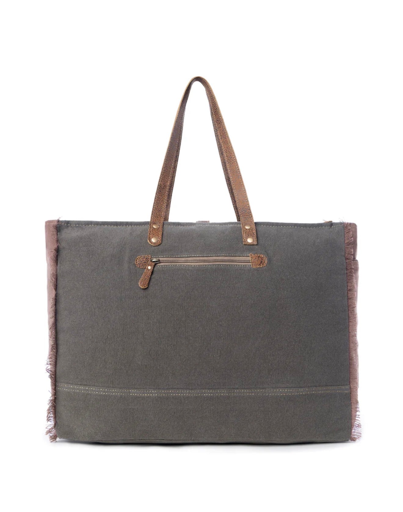 MY19 Floweret Printed Canvas Weekender Bag With Lots of Space, Pockets, and Outer Side Pocket for All of Your Weekend Travels