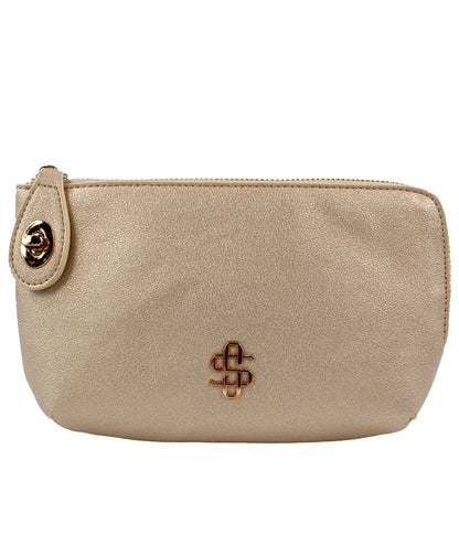 SS Leather KISS Clasp Closure Bag Wallet with Strap