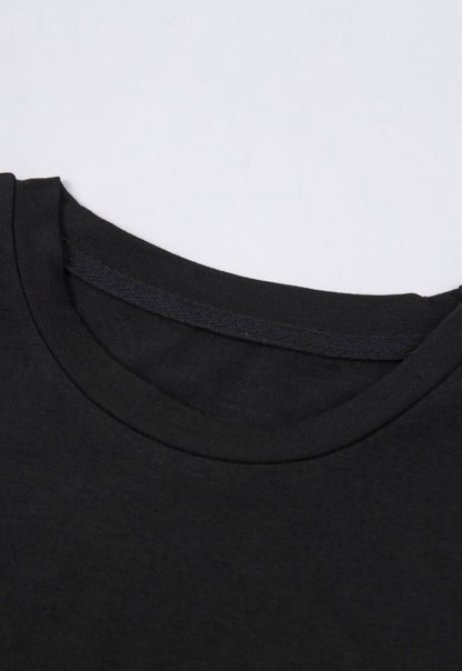 Black T Shirt with Cuff Sleeves