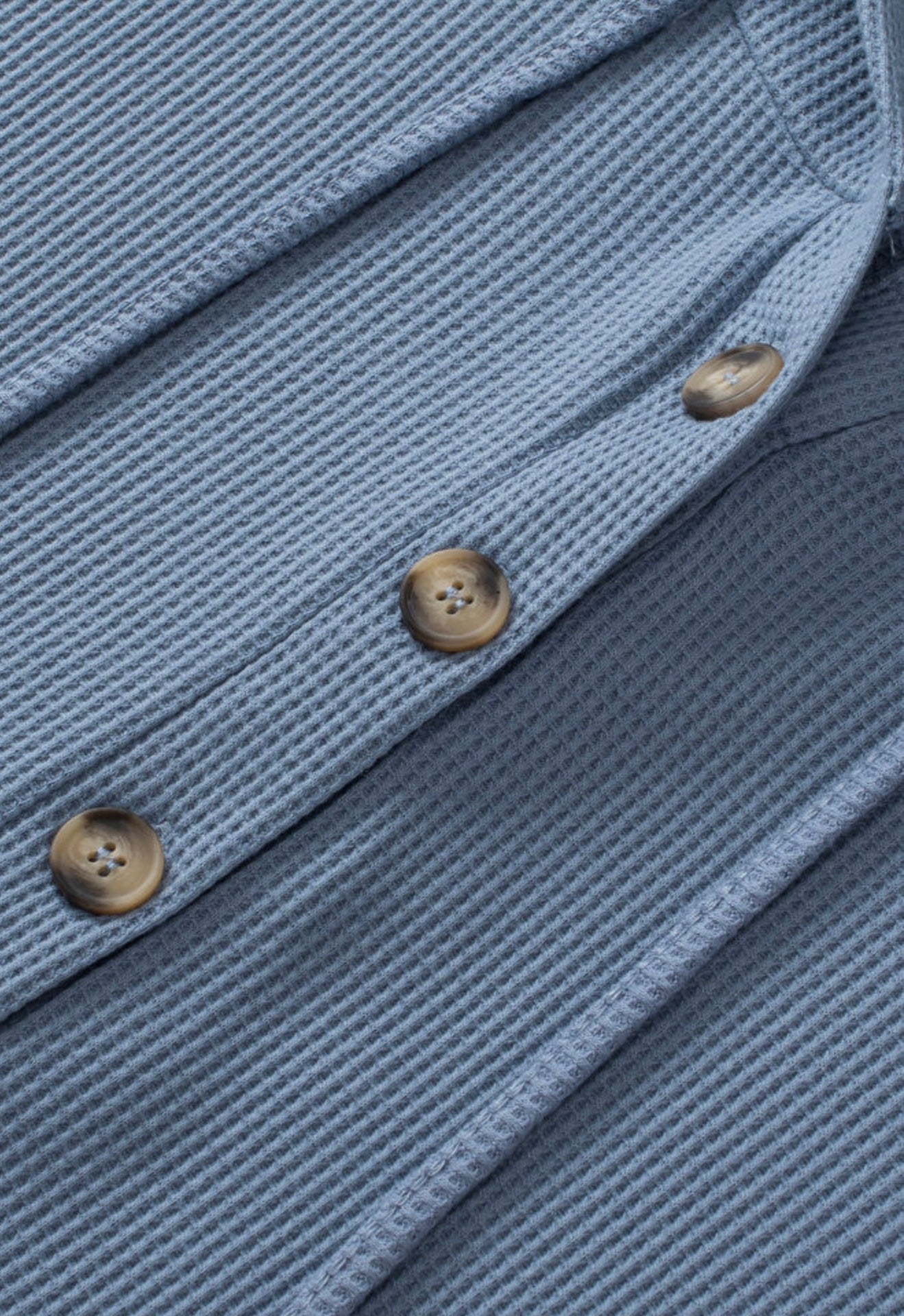 Blue Top with Wooden Buttons and Hood