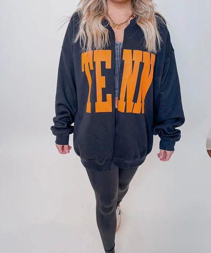 TENN Sweatshirt Cardigan in Black