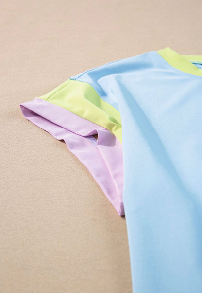 MLLBJ Light Blue with Purple and Green Accent Trim 2 Piece Athletic Leisure Style Pant Set